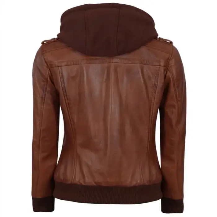 Lambskin Leather Hooded Bomber Jacket