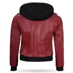 Lambskin Leather Hooded Bomber Jacket