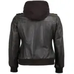 Lambskin Leather Hooded Bomber Jacket