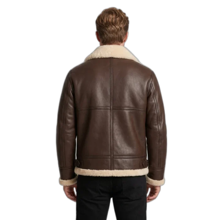 Men B3 Aviator Bomber Pilots Brown Lambskin Leather With Artificial Shearling Lining Style - 916 - 2