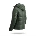 Men’s Forest Green Leather Quilted Puffer Jacket