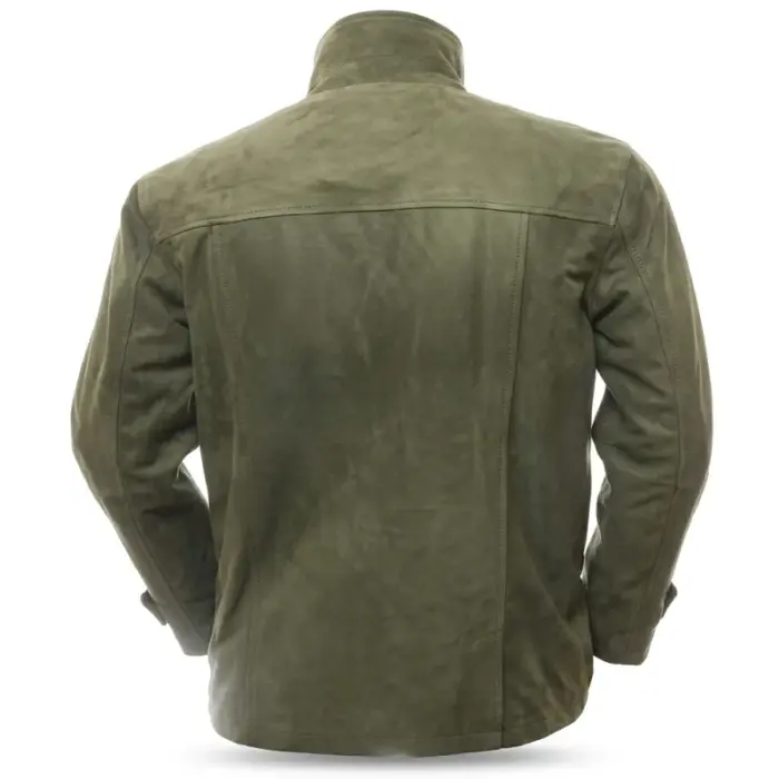 Men’S Green Nubuck Leather Field Jacket