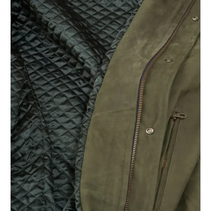 Men’S Green Nubuck Leather Field Jacket