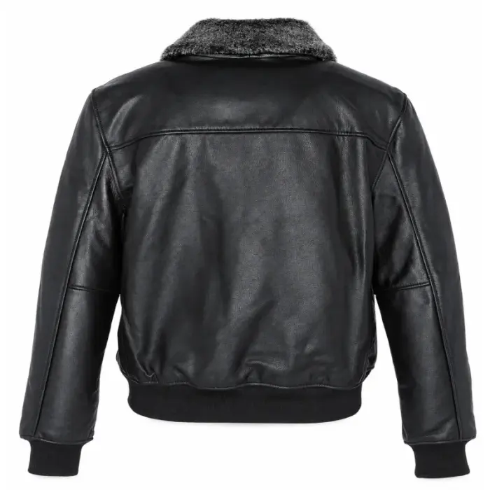 Men’s Leather Aviator Flying Jacket With Fur Collar