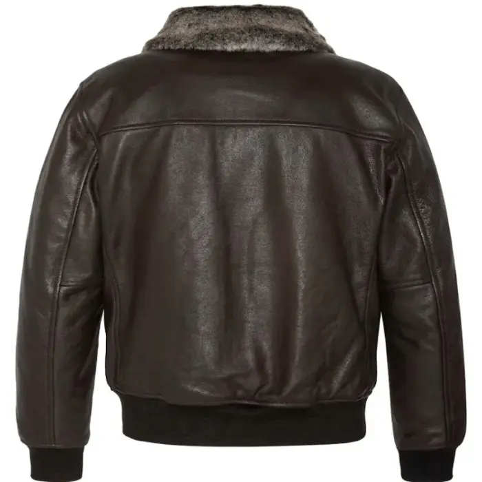 Men’s Leather Aviator Flying Jacket With Fur Collar