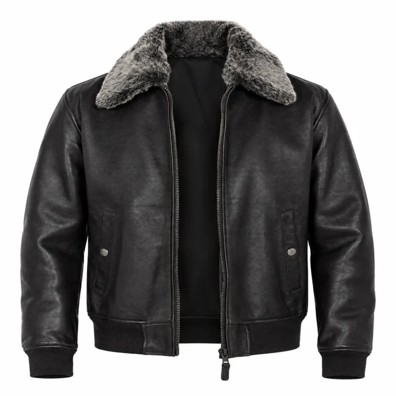 Men’s Leather Aviator Flying Jacket With Fur Collar Men’s Leather Aviator Flying Jacket With Fur Collar