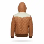 Men’s Tan/Cream Diamond Quilted Hooded Bomber Jacket
