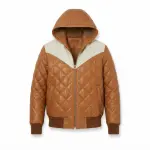 Diamond Quilted Hooded Bomber Jacket