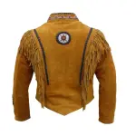 Mustard Genuine Suede Leather Fringe Jacket