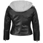 Real Leather Biker Jacket With Removable Hood