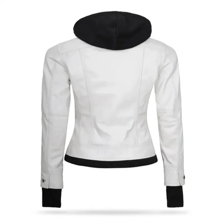 Real Leather Bomber Jacket With Detachable Hood