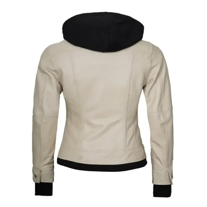 Real Leather Bomber Jacket With Detachable Hood