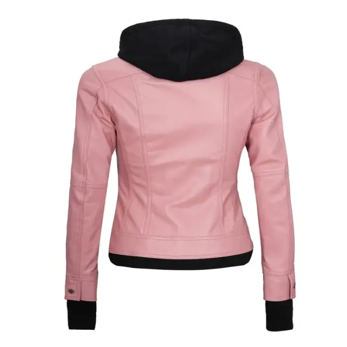 Real Leather Bomber Jacket With Detachable Hood