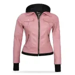 Real Leather Bomber Jacket With Detachable Hood