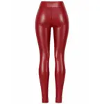 Red Coated Stretch Faux Leather Skinny Leggings
