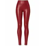 Women's Red Coated Stretch Faux Leather Skinny Leggings