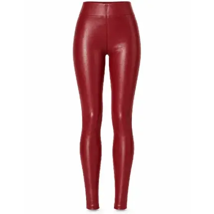 Women's Red Coated Stretch Faux Leather Skinny Leggings