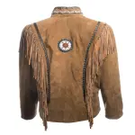 Suede Leather Fringe Native American Style Jacket