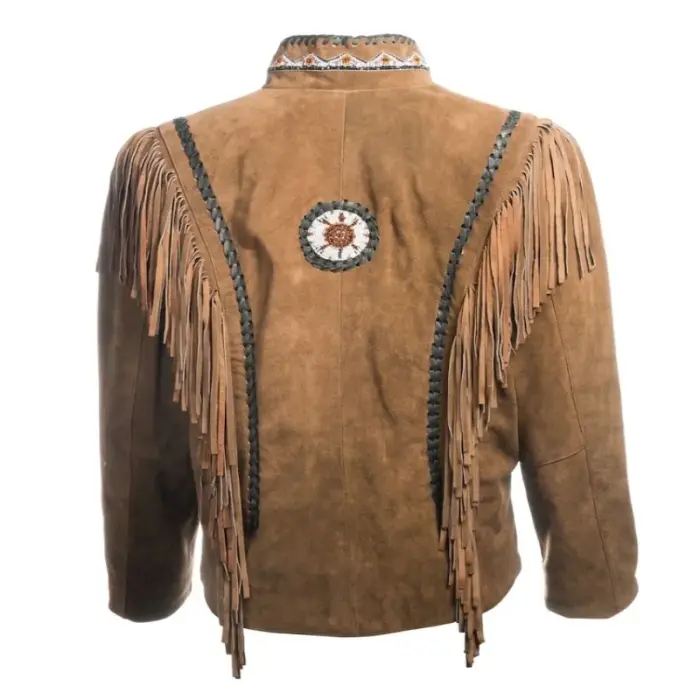 Suede Leather Fringe Native American Style Jacket
