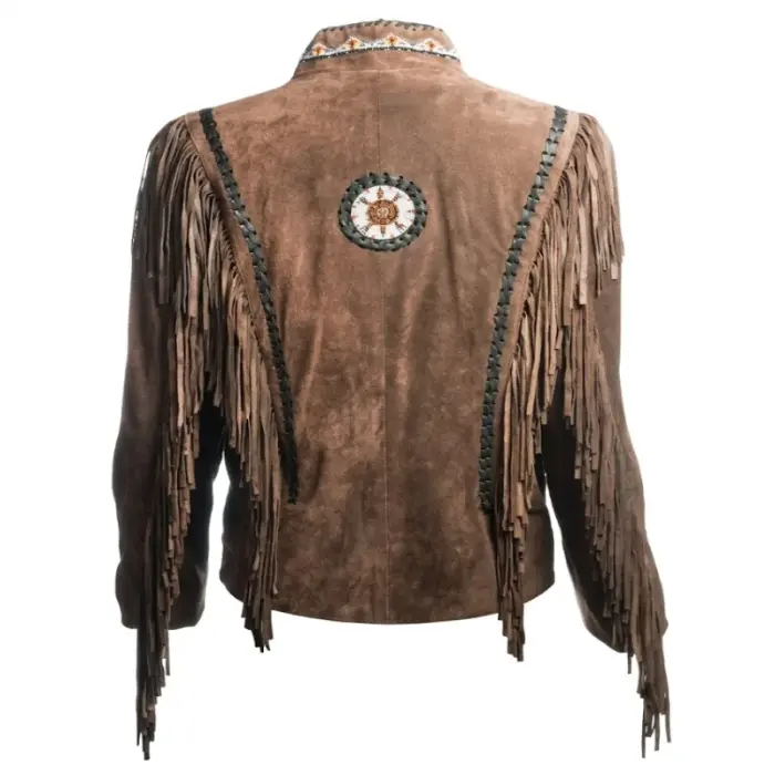 Suede Leather Fringe Native American Style Jacket