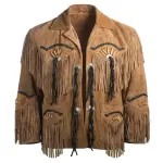 Suede Leather Western Fringe-Tassels Jacket