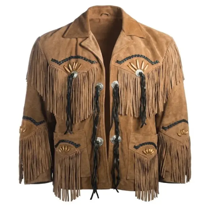 Suede Leather Western Fringe-Tassels Jacket