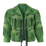 Men's Suede Leather Western Fringe-Tassels Jacket