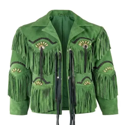 Men's Suede Leather Western Fringe-Tassels Jacket